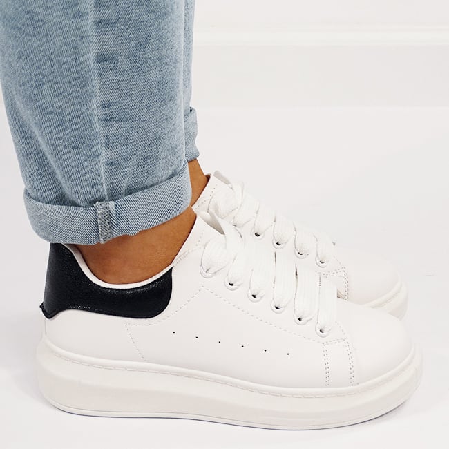 Sneakers albi/negri cu talpa groasa B-M-8826 M7 [8]
