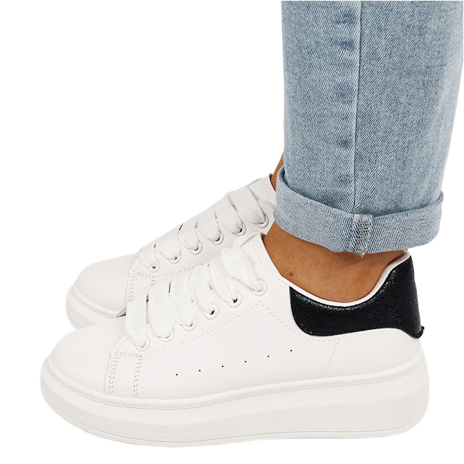 Sneakers albi/negri cu talpa groasa B-M-8826 M7 [1]