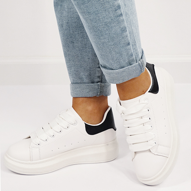 Sneakers albi/negri cu talpa groasa B-M-8826 M7 [3]