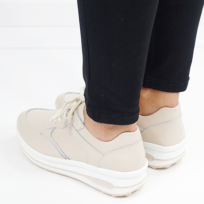 Sneakers bej din piele naturala B-5091 M6 [3]