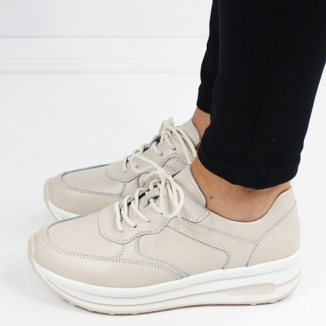 Sneakers bej din piele naturala B-5091 M6 [2]