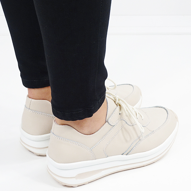 Sneakers bej din piele naturala B-5091 M6 [5]