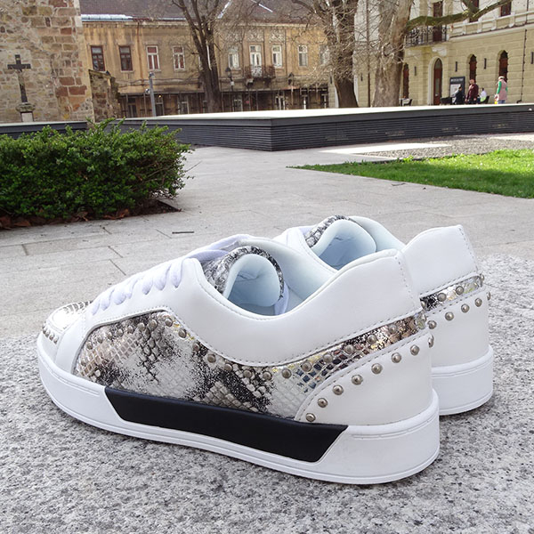 Sneakers din piele naturala alb cu imprimeu Ruxandra M3 [4]