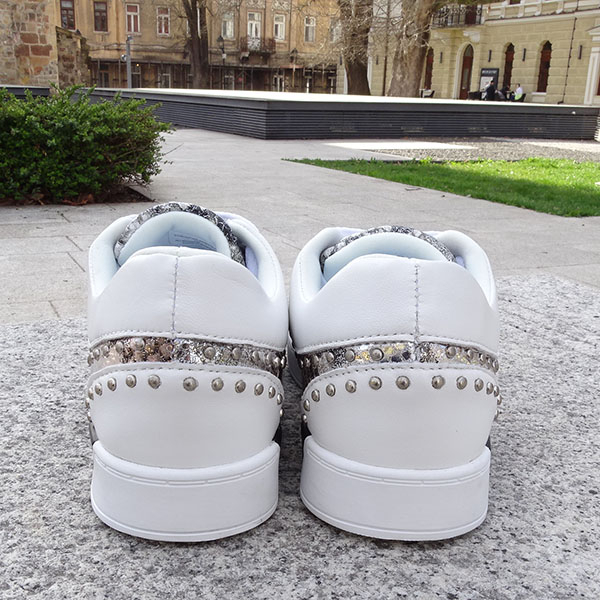 Sneakers din piele naturala alb cu imprimeu Ruxandra M3 [5]