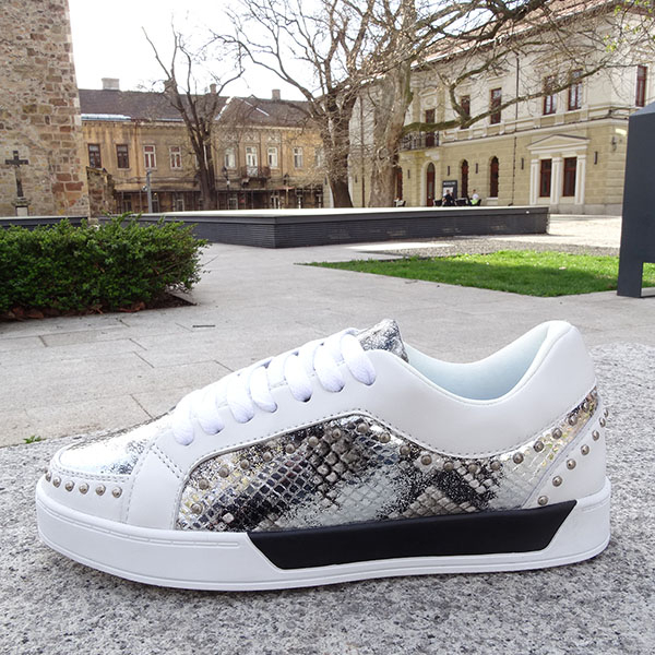 Sneakers din piele naturala alb cu imprimeu Ruxandra M3 [2]