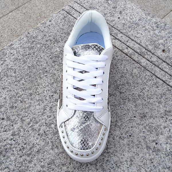 Sneakers din piele naturala alb cu imprimeu Ruxandra M3 [7]