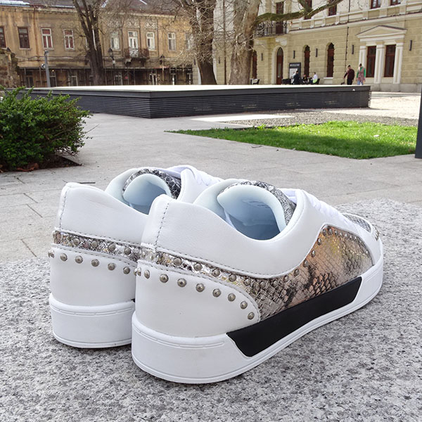 Sneakers din piele naturala alb cu imprimeu Ruxandra M3 [6]