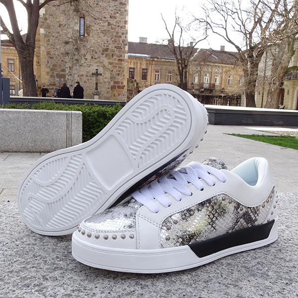 Sneakers din piele naturala alb cu imprimeu Ruxandra M3 [8]