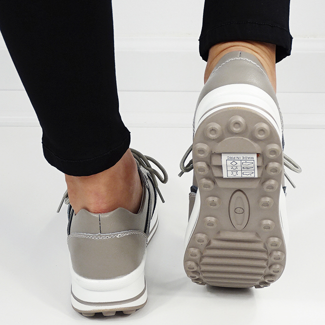 Sneakers gri din piele naturala B-5091 M6 [9]