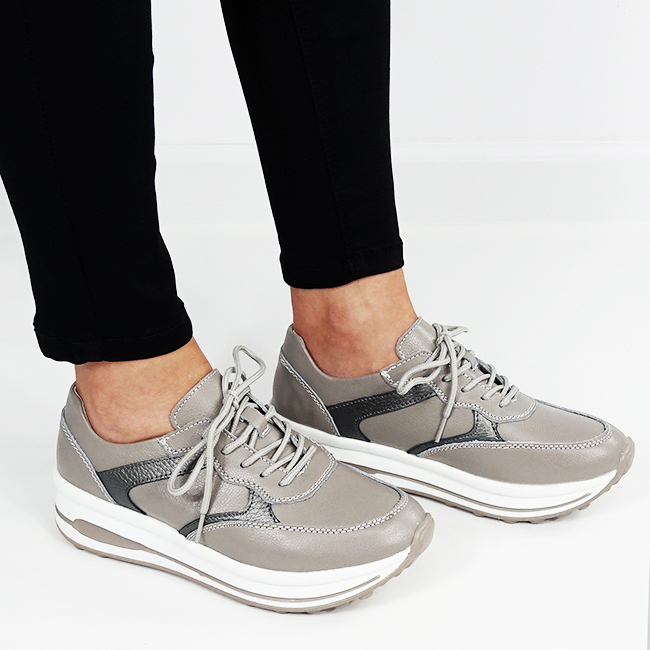 Sneakers gri din piele naturala B-5091 M6 [7]
