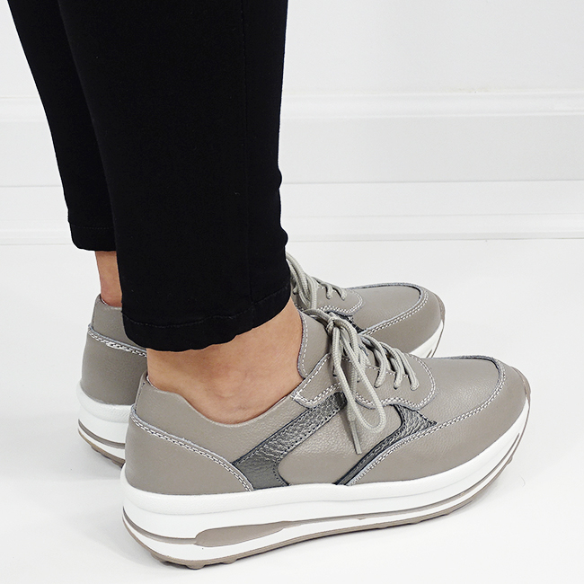 Sneakers gri din piele naturala B-5091 M6 [6]