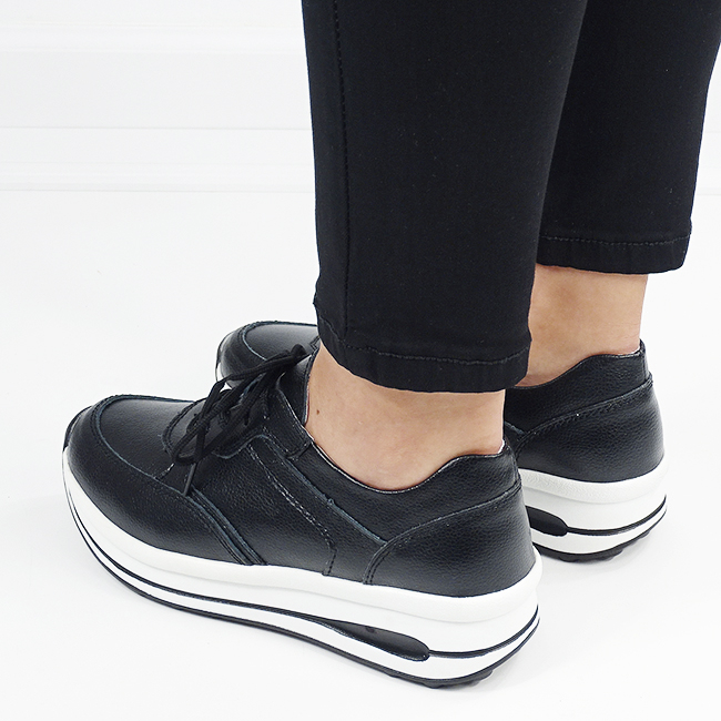 Sneakers negri din piele naturala B-5091 M6 [3]