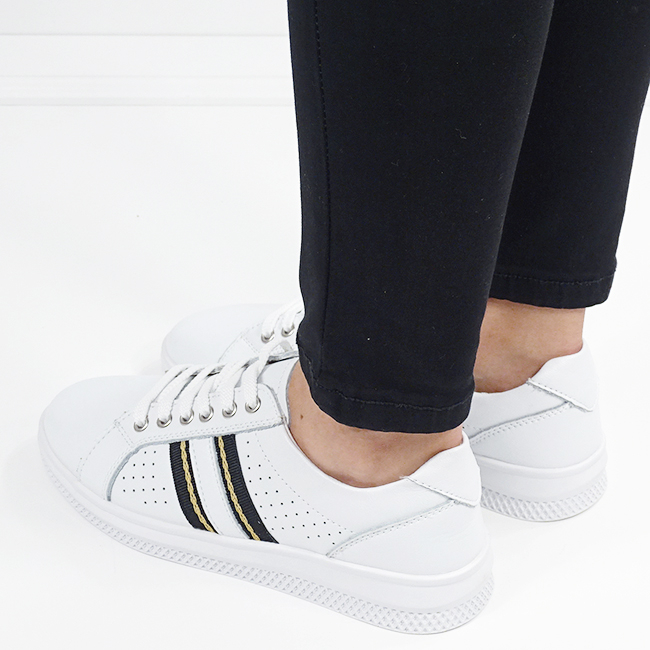 Sneakersi albi din piele naturala B-5088 M7 [3]