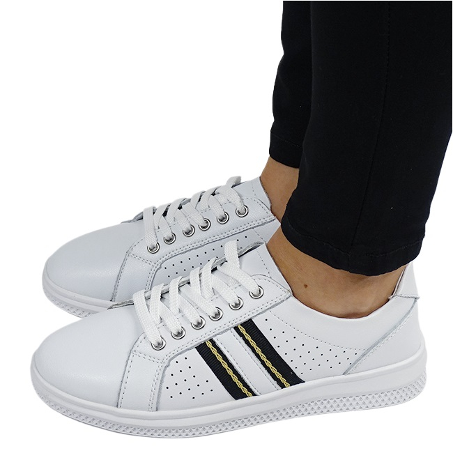 Sneakersi albi din piele naturala B-5088 M7 [1]