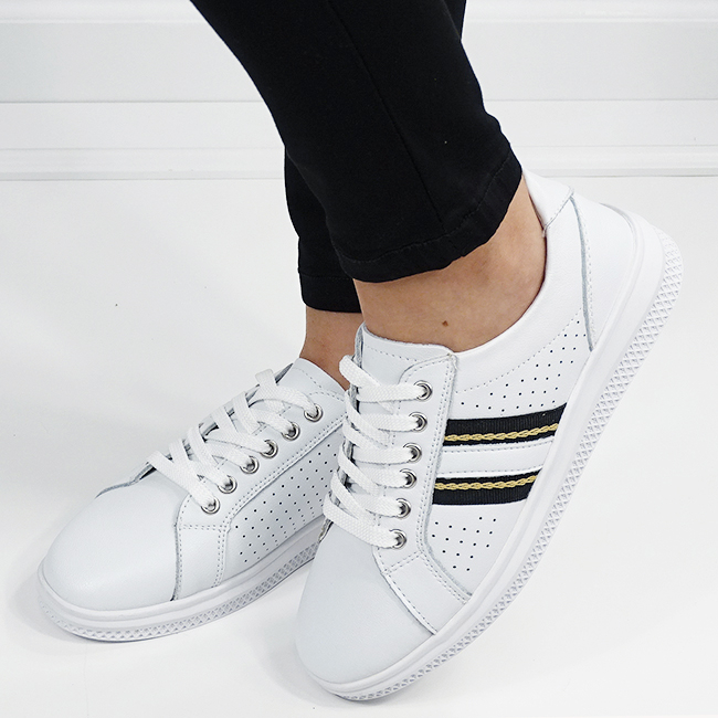 Sneakersi albi din piele naturala B-5088 M7 [2]