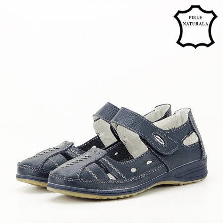 Mocasini si balerini - Balerini piele naturala Aurora bleumarin M5