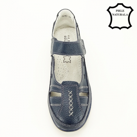 Balerini piele naturala Aurora bleumarin M5 [3]