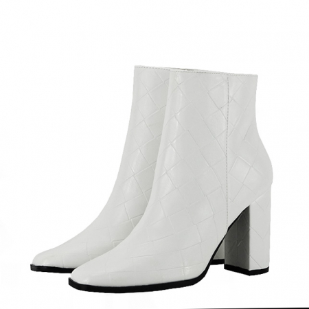 Botine albe elegante cu imprimeu geometric 3317 113 [1]