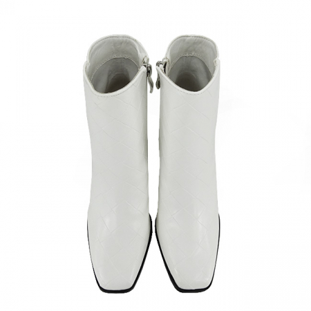 Botine albe elegante cu imprimeu geometric 3317 113 [5]