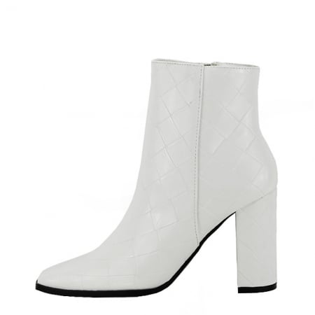 Cizme si botine - Botine albe elegante cu imprimeu geometric 3317 113