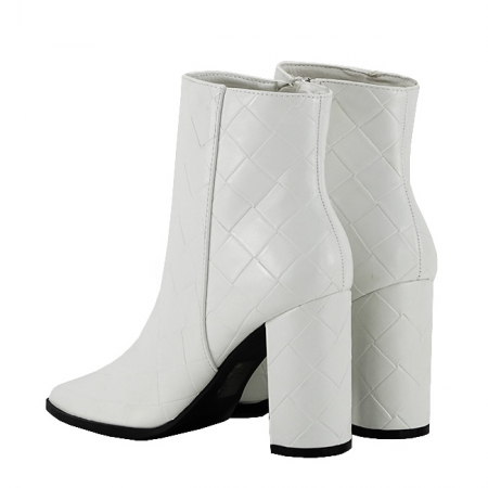 Botine albe elegante cu imprimeu geometric 3317 113 [2]