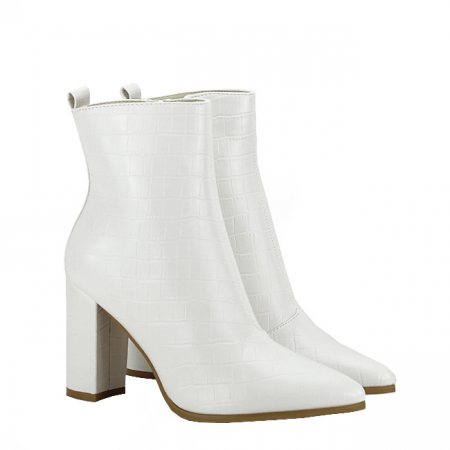 Botine albe elegante cu imprimeu reptila 5133 115 [5]