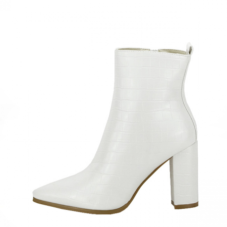 Botine albe elegante cu imprimeu reptila 5133 115 [1]