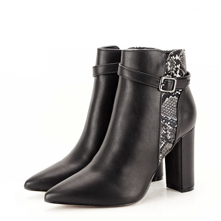 Botine - Botine negre cu imprimeu reptila Selena 118