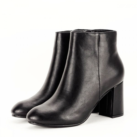 Botine - Botine negre cu toc mediu B-520-1 116
