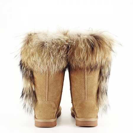 Cizme din piele naturala maro deschis cu blanita Eva 110 [5]