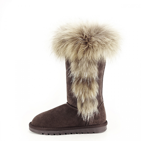 Cizme din piele naturala maro inchis cu blanita B-19112 110 [1]