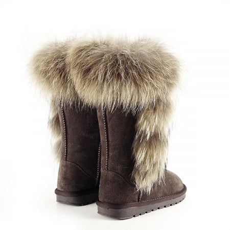 Cizme din piele naturala maro inchis cu blanita B-19112 110 [4]