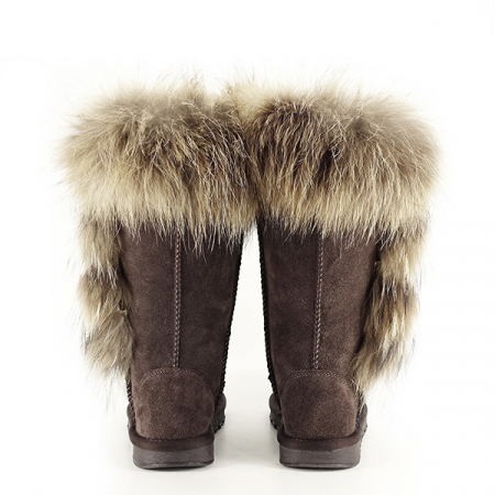 Cizme din piele naturala maro inchis cu blanita B-19112 110 [5]