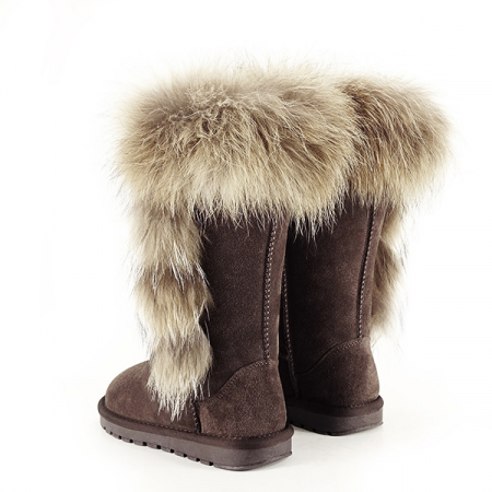 Cizme din piele naturala maro inchis cu blanita B-19112 110 [7]