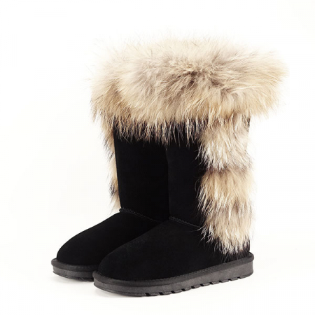 Femei - Cizme din piele naturala negre cu blanita B-19112 110