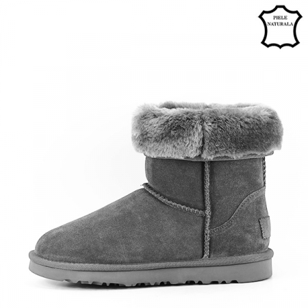 Cizme gri din piele naturala Bianca 19 [7]