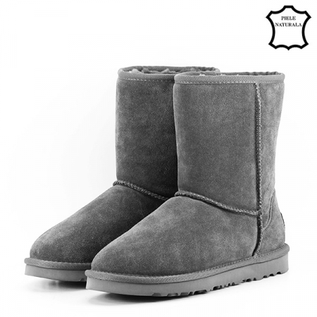 Cizme - Cizme gri din piele naturala Bianca 19