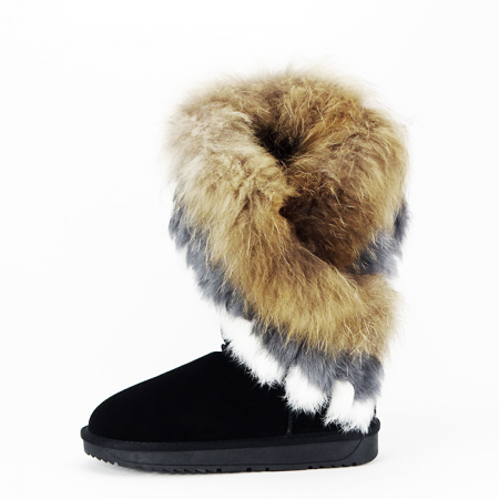 Cizme negre din piele naturala cu blanita naturala B-8913 112 [1]