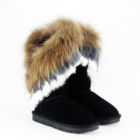 Cizme negre din piele naturala cu blanita naturala B-8913 112 [5]