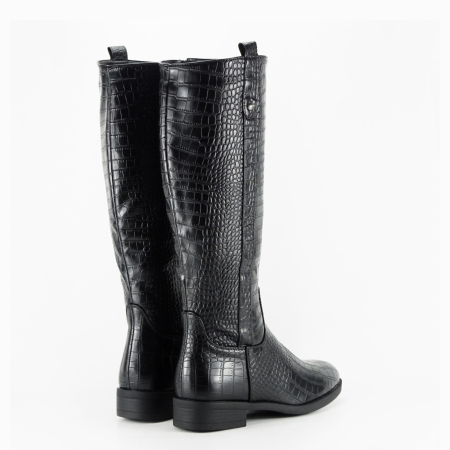 Cizme negre lungi cu imprimeu reptila FR532 113 [4]