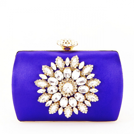Femei - Clutch elegant cu brosa B-BRS-210 06 Albastru