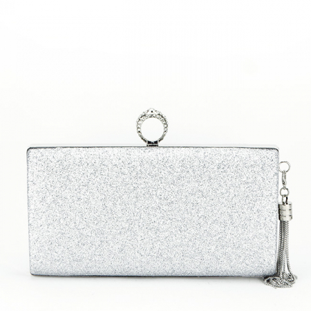 Geanta clutch cu brosa B-BYH8815 05 argintiu [4]