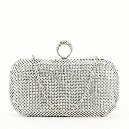 Femei - Geanta clutch cu pietricele B-BFL-1061 05 argintiu