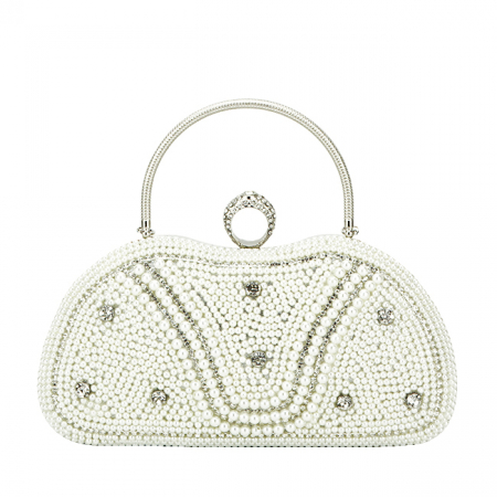 Clutch elegant accesorizat B-BME-22732 05 Crem/Argintiu [1]