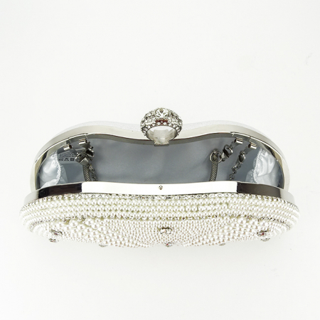 Clutch elegant accesorizat B-BME-22732 05 Crem/Argintiu [7]