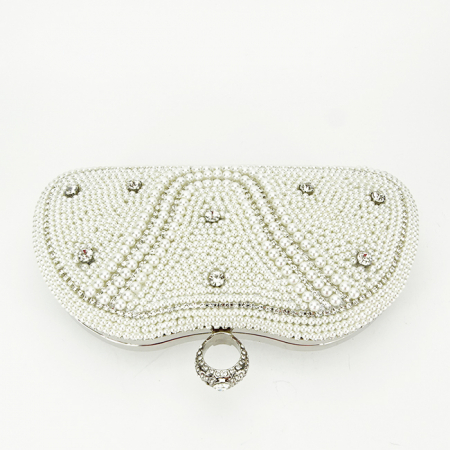 Clutch elegant accesorizat B-BME-22732 05 Crem/Argintiu [5]