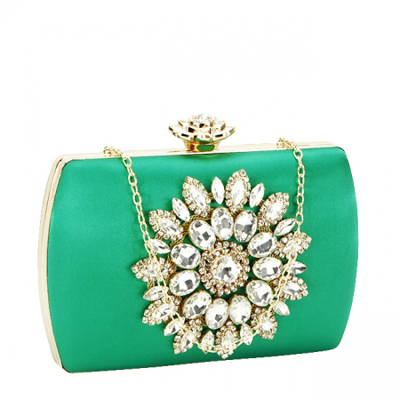 Clutch decorat cu brosa B-BRS-210 06 Verde [1]