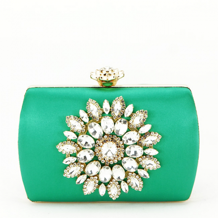 Femei - Clutch decorat cu brosa B-BRS-210 06 Verde