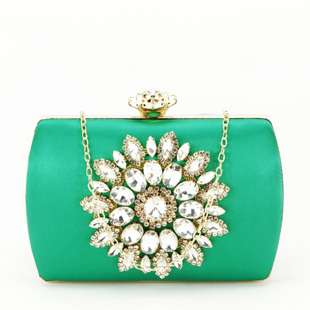 Clutch decorat cu brosa B-BRS-210 06 Verde [2]