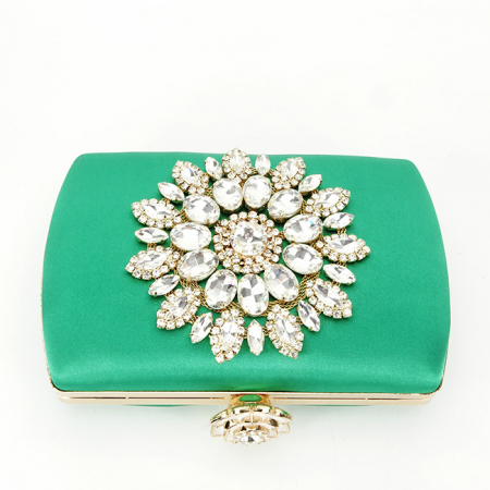 Clutch decorat cu brosa B-BRS-210 06 Verde [4]